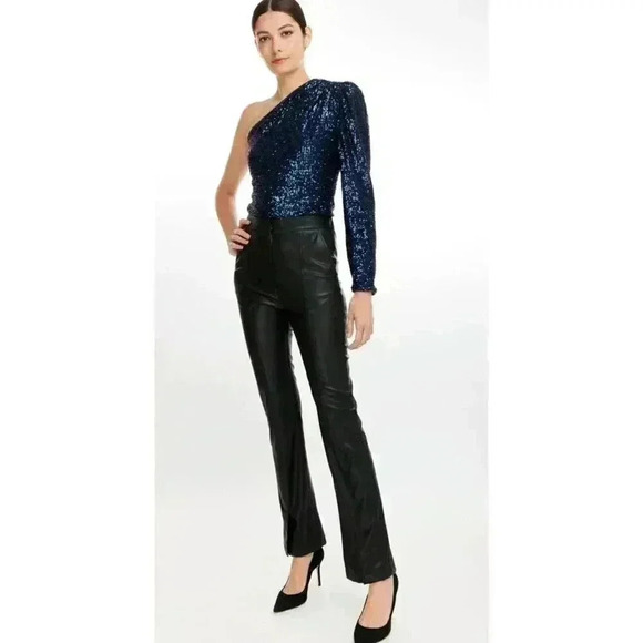 Generation Love Women's‎ Vetta One Shoulder Sequin Top Large Navy Holiday Party - Picture 4 of 10